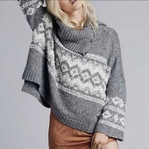 Free People Gray and Cream Sweater